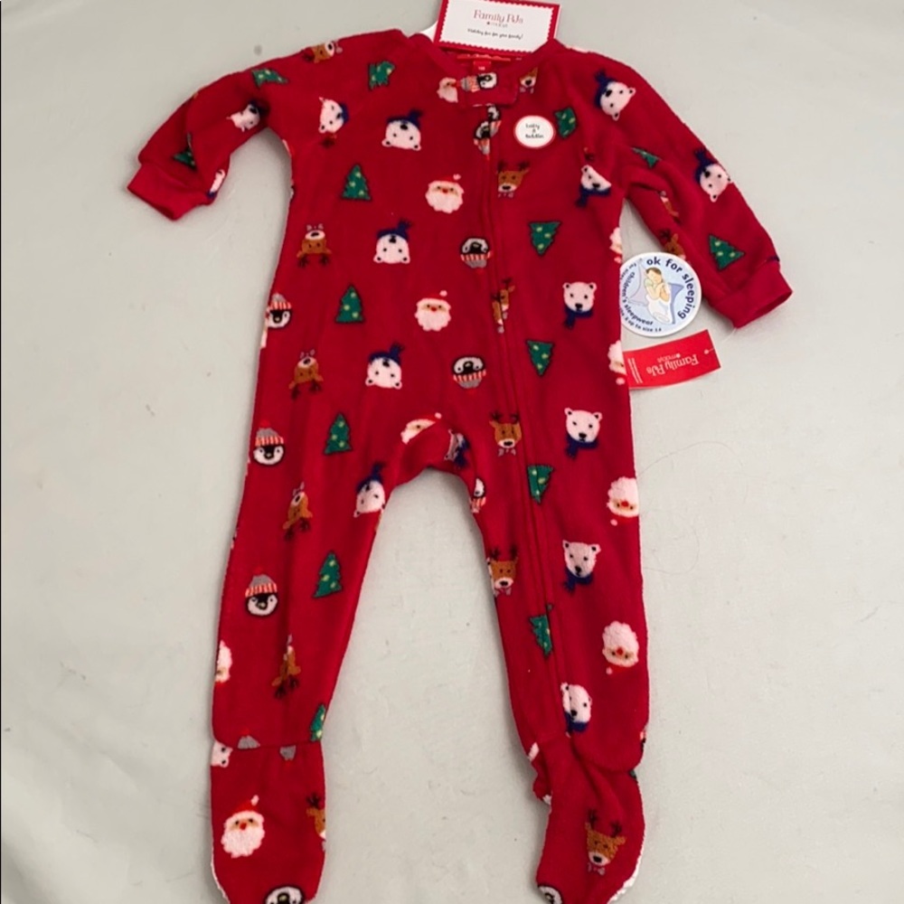 Macy’s Christmas red multicolor family pajamas onesie 18m